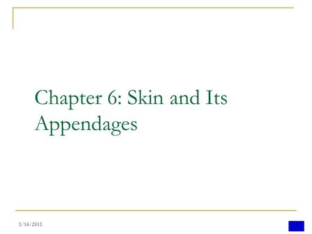 Chapter 6: Skin and Its Appendages