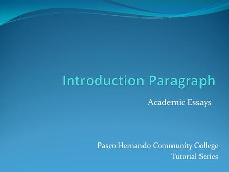 Introduction Paragraph