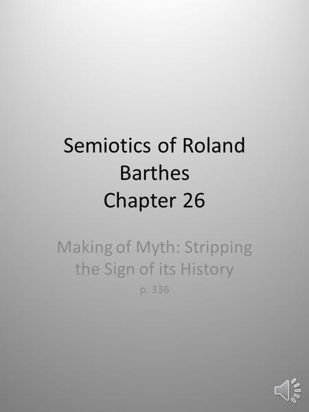 Semiotics of Roland Barthes Chapter 26