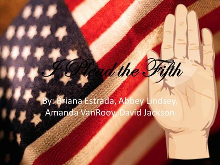 I Plead the Fifth By: Briana Estrada, Abbey Lindsey, Amanda VanRooy, David Jackson.