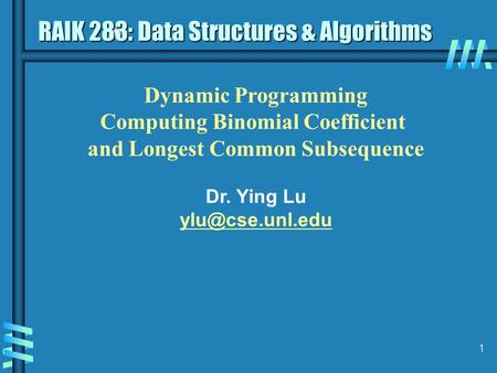 RAIK 283: Data Structures & Algorithms