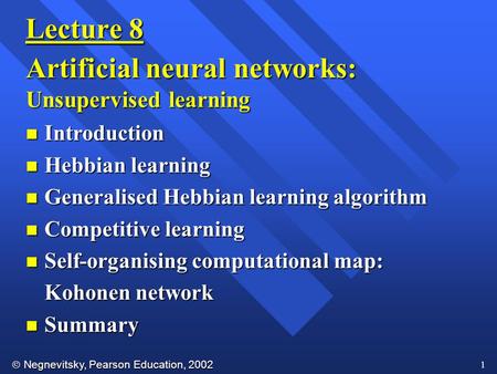 Artificial neural networks: