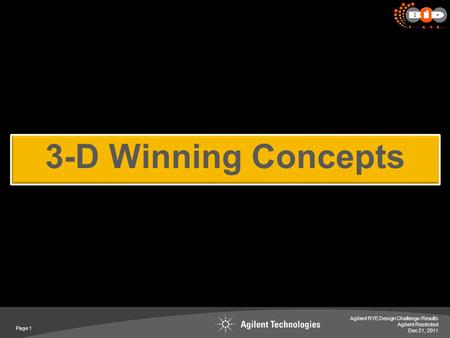 Agilent Restricted 3-D Winning Concepts Page 1 Dec 21, 2011 Agilent RYE Design Challenge-Results.