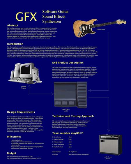 GFX Abstract The existing technology used to create guitar sound effects is often prohibitively expensive to the amateur guitarist. The object of this.