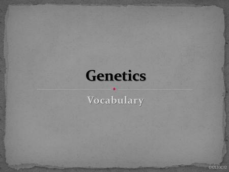 Vocabulary C12L03C12. dominant & recessive Allele - alternative form that a single gene may have for a particular trait (dominant & recessive) e.g. flower.