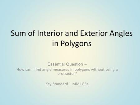 Sum of Interior and Exterior Angles in Polygons