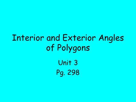 Interior and Exterior Angles of Polygons