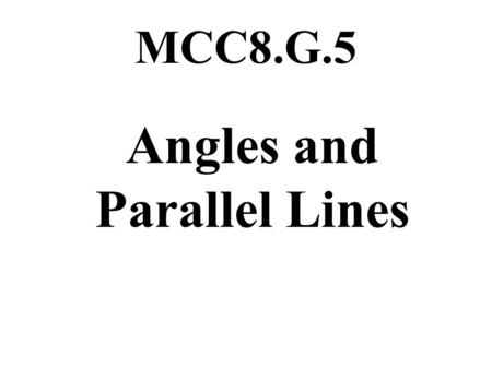 Angles and Parallel Lines