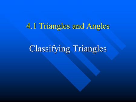 Classifying Triangles