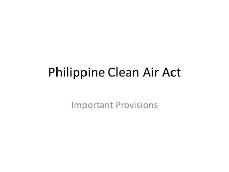 Philippine Clean Air Act