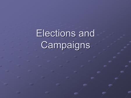 Elections and Campaigns. Elections Opportunity to choose who controls government Citizens’ main official input LegitimacyAccountability Retrospective.