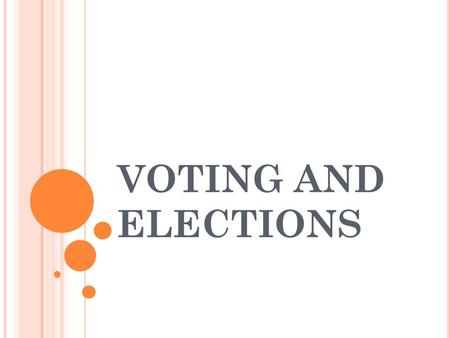 VOTING AND ELECTIONS. T YPES OF E LECTIONS Primary Election: Members of political parties nominate candidates Republicans can only vote for their favorite.