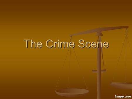 The Crime Scene bsapp.com. Approaching a Crime Scene bsapp.com.