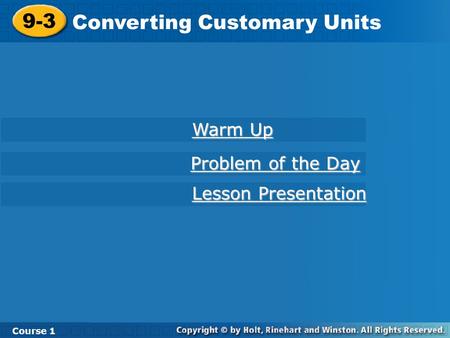 Converting Customary Units