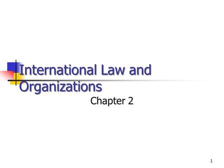 1 International Law and Organizations Chapter 2 © 2002 West /Thomson Learning.