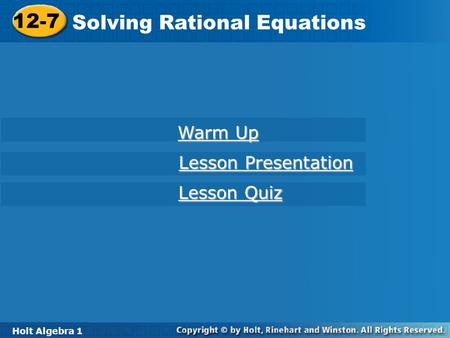 Solving Rational Equations