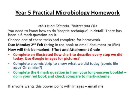 Year 5 Practical Microbiology Homework