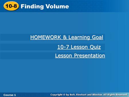 HOMEWORK & Learning Goal