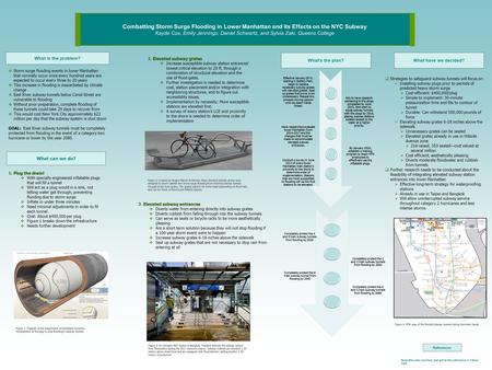 Combatting Storm Surge Flooding in Lower Manhattan and its Effects on the NYC Subway Kayde Cox, Emily Jennings, Daniel Schwartz, and Sylvia Zaki, Queens.