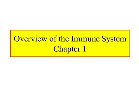 Overview of the Immune System