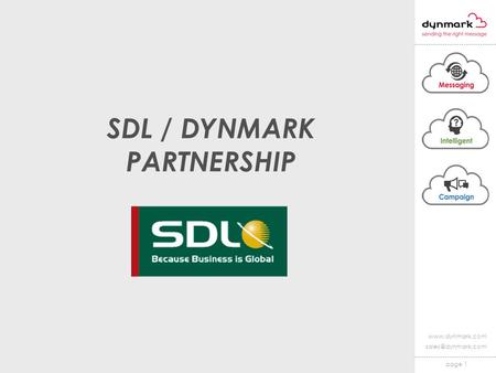 Page 1  SDL / DYNMARK PARTNERSHIP.