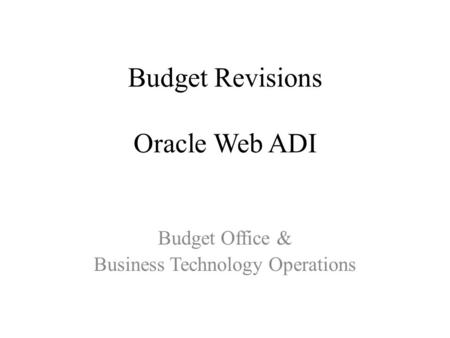 Budget Revisions Oracle Web ADI