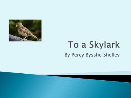 By Percy Bysshe Shelley. Twenty- one five-line stanzas Each stanza form  The first four lines are trochaic trimeter.  The fifth is in iambic hexameter,