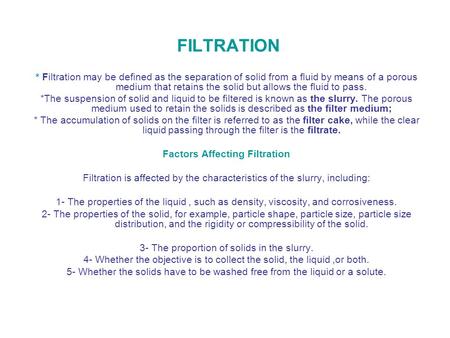 Factors Affecting Filtration