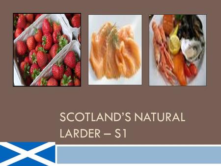 SCOTLAND’S NATURAL LARDER – S1. Task  2015 is to be a celebration of Scotland as the “Land of Food & Drink.”  Choose 1 of the tasks described below.