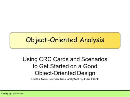 Object-Oriented Analysis