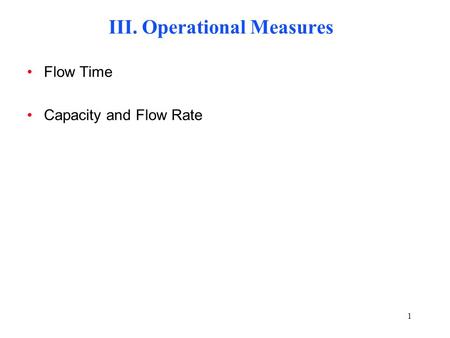 III. Operational Measures