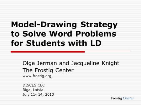 Model-Drawing Strategy to Solve Word Problems for Students with LD