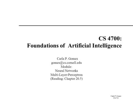 CS 4700: Foundations of Artificial Intelligence