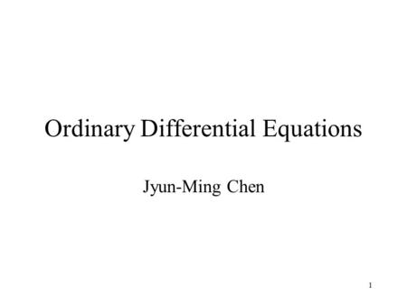 Ordinary Differential Equations