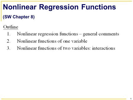 1 Nonlinear Regression Functions (SW Chapter 8). 2 The TestScore – STR relation looks linear (maybe)…