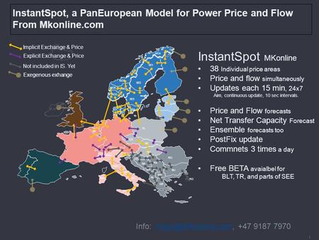 1 InstantSpot, a PanEuropean Model for Power Price and Flow From Mkonline.com BE CZ SK HU RO RS SI RO MK BU GR TR BA HR MK AL Implicit Exchange & Price.