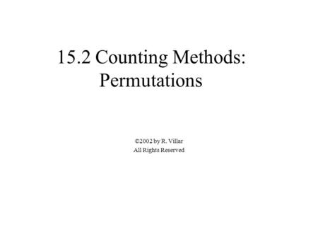 15.2 Counting Methods: Permutations