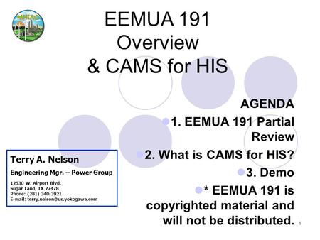 EEMUA 191 Overview & CAMS for HIS