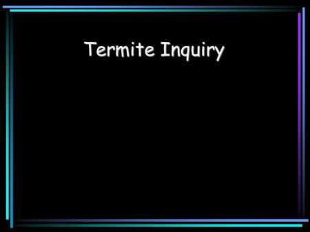 Termite Inquiry. Termites important ecological role structural pest Appearance soft-bodied insect Social insects Communication essential trail behavior.