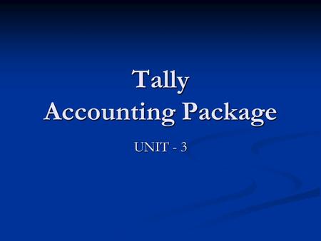 Tally Accounting Package