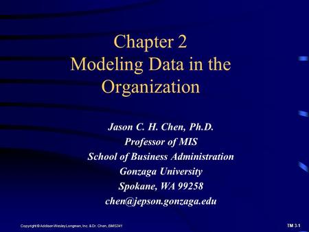 Chapter 2 Modeling Data in the Organization