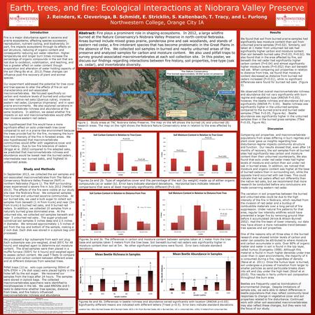 Earth, trees, and fire: Ecological interactions at Niobrara Valley Preserve J. Reinders, K. Cleveringa, B. Schmidt, E. Stricklin, S. Kaltenbach, T. Tracy,