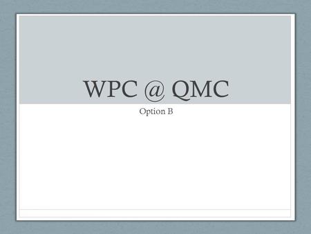 QMC Option B. Vision Our vision : More people following the way of Jesus Christ Our mission : To strengthen and unify our community through the.