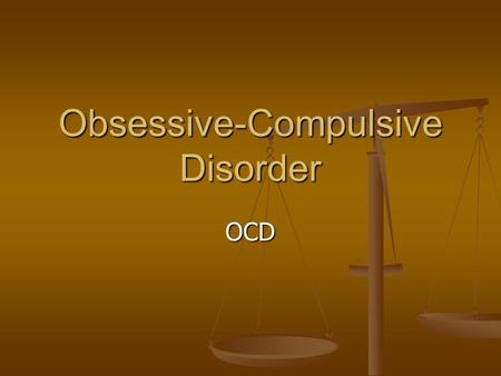 Obsessive-Compulsive Disorder OCD. Obsessive-Compulsive Disorder, or OCD, involves repetitive behaviors/thoughts that make no sense, according to John.