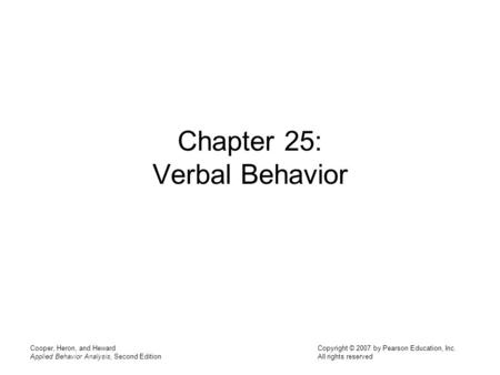 Chapter 25: Verbal Behavior