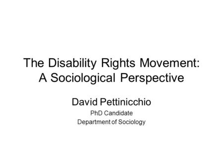 The Disability Rights Movement: A Sociological Perspective