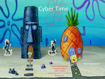 Cyber Time Personal Information Stranger danger Cyber Bulling How to use Internet in School Staying safe Adionna Stanco.