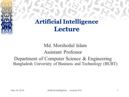 Artificial Intelligence Lecture