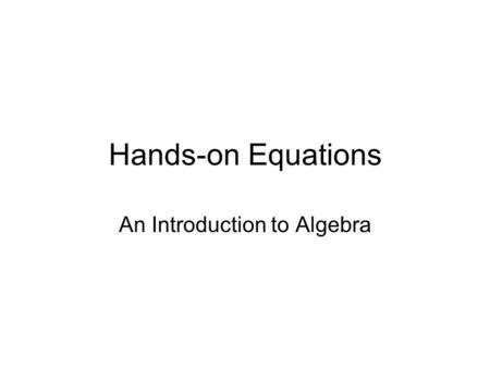 An Introduction to Algebra