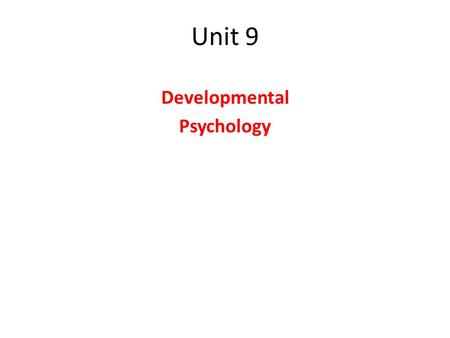 Developmental Psychology